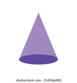 Violet cone basic simple 3d shape isolated on white background
