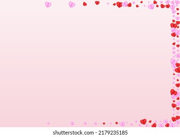 Violet Confetti Background Pink Vector. Element Backdrop Heart. Red Birthday Illustration. Purple Heart Mother Texture. Pinkish Valentine Frame.