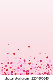 Violet Confetti Background Pink Vector. Isolated Frame Heart. Pinkish Honeymoon Pattern. Lilac Heart Present Illustration. Red Gift Texture.