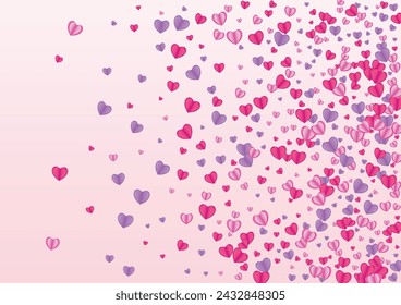 Violet Confetti Background Pink Vector. Romantic Frame Heart. Pinkish Romance Pattern. Tender Confetti Elegant Backdrop. Fond Fall Illustration.