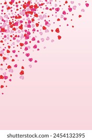 Violet Confetti Background Pink Vector. Drop Backdrop Heart. Red Party Pattern. Tender Heart Gift Texture. Pinkish Anniversary Frame.