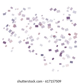 Violet Confetti of Different Opacity and Size on White Background