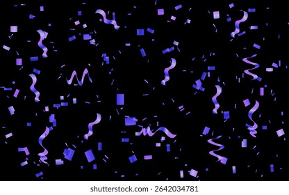 
Violet confetti on dark background, Celebration festival wallpaper design for opening, party, birthday, backdrop, greeting.