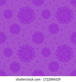 Violet coronaviruses seamless pattern vector medical backlground monochrome color