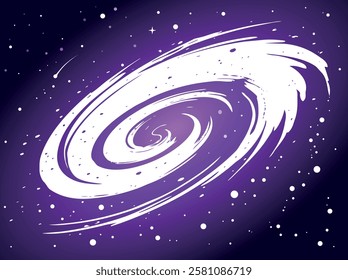 Violet Cosmic Galaxy Swirl: Abstract Space Nebula with Starry Background