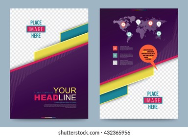 Violet Cover design template. Vector illustration. Use for annual report brochure flyer, Leaflet presentation background, Front and back layout in A4 size