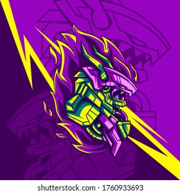 Violet Cyborg Armor for logo, mascot gaming or other