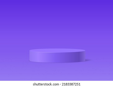 Violet cylinder pedestal podium. Realistic vector rendering 3d shape