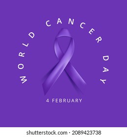 Violet decorative ribbon world cancer day