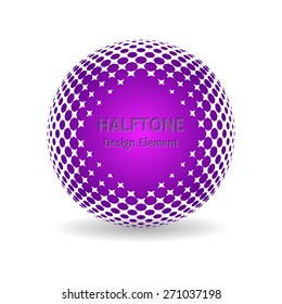 Violet design halftone element with shadow vector illustration