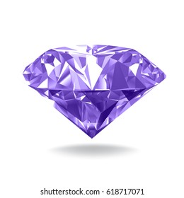 Violet diamond. Realistic vector illustration