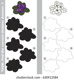 Violet with different shadows to find the correct one, compare and connect object with it true shadow, the educational kid game with simple gaming level.