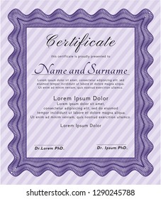 Violet Diploma. Artistry design. With complex background. Customizable, Easy to edit and change colors. 