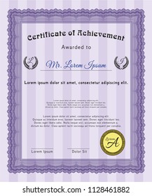 Violet Diploma or certificate template. With complex background. Superior design. Customizable, Easy to edit and change colors. 