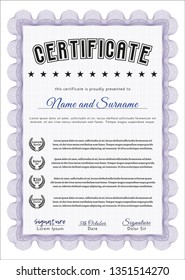 Violet Diploma or certificate template. With complex background. Customizable, Easy to edit and change colors. Good design. 