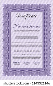 Violet Diploma or certificate template. Customizable, Easy to edit and change colors. With linear background. Artistry design. 