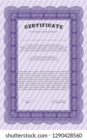 Violet Diploma or certificate template. Customizable, Easy to edit and change colors. Easy to print. Modern design. 