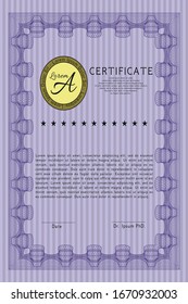Diploma violento o plantilla de certificado. Personalizable, Fácil de editar y cambiar de color. Con patrón guilloche y fondo. Buen diseño. 