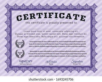 Diploma violento o plantilla de certificado. Personalizable, Fácil de editar y cambiar de color. Fondo complejo. Diseño cordial. 