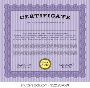 Violet Diploma or certificate template. Easy to print. Superior design. Detailed. 