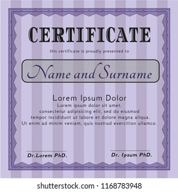 Violet Diploma or certificate template. Excellent design. Printer friendly. Detailed. 