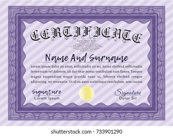 Violet Diploma or certificate template. Lovely design. Detailed. With quality background. 