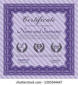 Violet Diploma or certificate template. Money design. Customizable, Easy to edit and change colors. With background. 