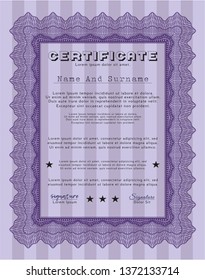 Violet Diploma or certificate template. Money design. With quality background. Customizable, Easy to edit and change colors. 