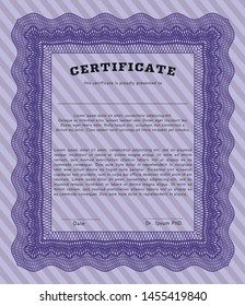 Violet Diploma or certificate template. Nice design. Customizable, Easy to edit and change colors. With complex background. 