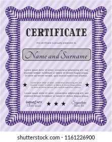 Violet Diploma or certificate template. Perfect design. Customizable, Easy to edit and change colors. Printer friendly. 