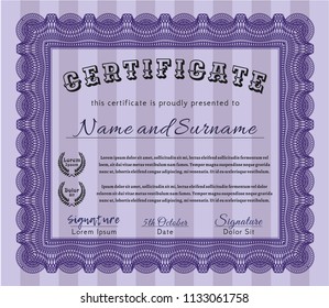 Violet Diploma or certificate template. Printer friendly. Customizable, Easy to edit and change colors. Excellent design. 