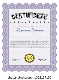 Violet Diploma or certificate template. With quality background. Customizable, Easy to edit and change colors. Elegant design. 