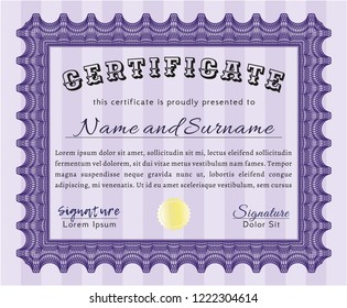 Violet Diploma. Complex background. Money design. Customizable, Easy to edit and change colors. 