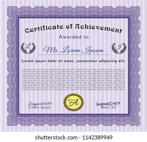 Violet Diploma. Cordial design. Detailed. Printer friendly. 