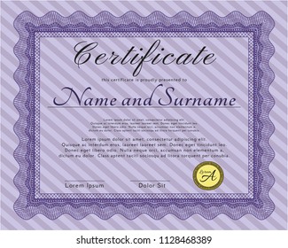 Violet Diploma. Customizable, Easy to edit and change colors. Complex background. Sophisticated design. 