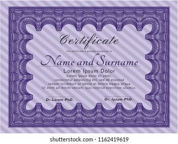 Violet Diploma. Customizable, Easy to edit and change colors. With complex background. Beauty design. 