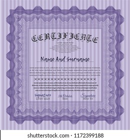 Violet Diploma. Customizable, Easy to edit and change colors. With guilloche pattern and background. Perfect design. 