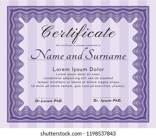 Violet Diploma. Customizable, Easy to edit and change colors. With complex background. Lovely design. 