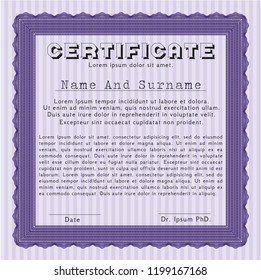 Violet Diploma. Customizable, Easy to edit and change colors. Easy to print. Money Pattern. 