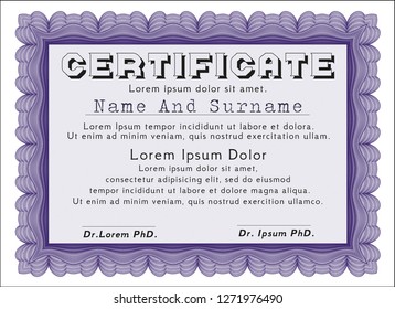 Violet Diploma. Customizable, Easy to edit and change colors. Easy to print. Money design. 