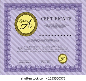 Violet Diploma. Customizable, Easy to edit and change colors. With quality background. Elegant design. 