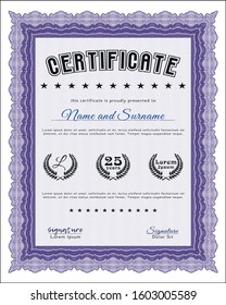 Violet Diploma. Customizable, Easy to edit and change colors. With complex linear background. Superior design. 