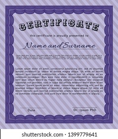 Violet Diploma. Detailed. Easy to print. Beauty design. 