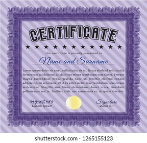 Violet Diploma. Easy to print. Money style design. Detailed. 