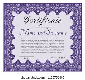 Violet Diploma. Elegant design. Customizable, Easy to edit and change colors. Complex background. 