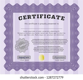 Violet Diploma. Excellent design. Vector illustration. Easy to print. 