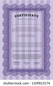  Violet Diploma. Good design. With background. Detailed. 