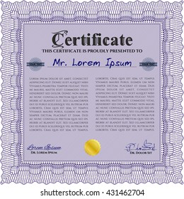 Diploma violeta. Buen diseño. Con fondo. Borde, marco. 