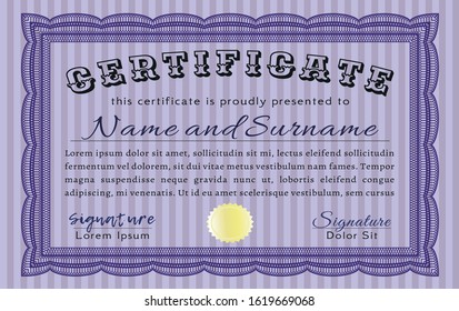 Violet Diploma. Good design. Customizable, Easy to edit and change colors. With background. 