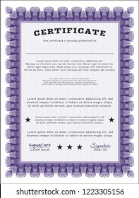 Violet Diploma. With guilloche pattern and background. Customizable, Easy to edit and change colors. Perfect design. 